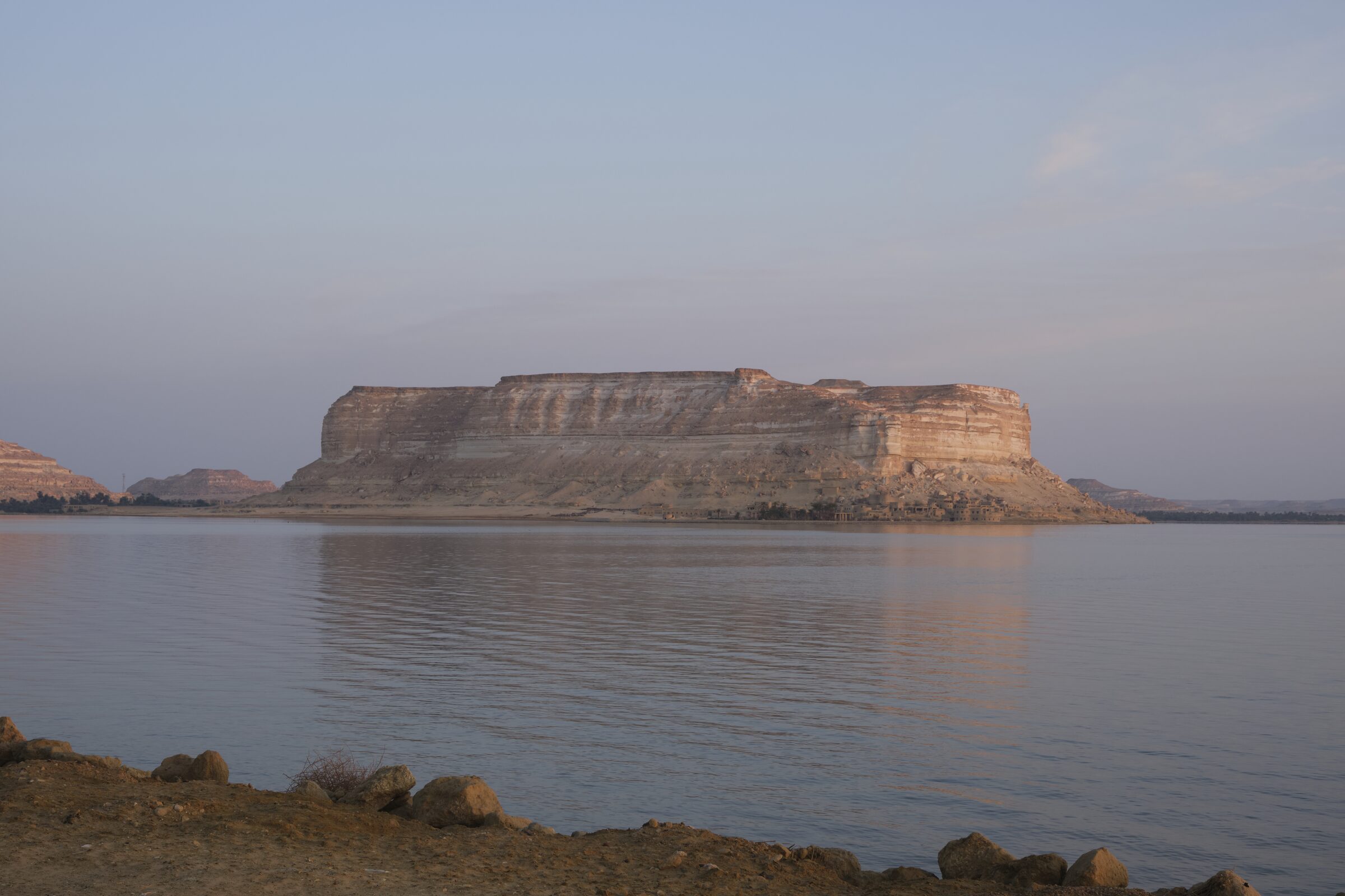 The Mountain of the Dead rising across Lake Siwa